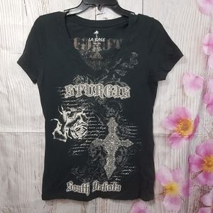 L.A. Base "Sturgis" Bling & Embellished Biker Style Short Sleeve Fitted …